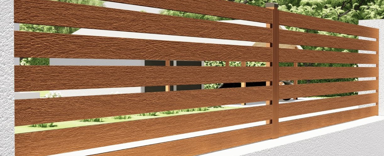 Lamele aluminiowe w kolorze drewnopodobnym