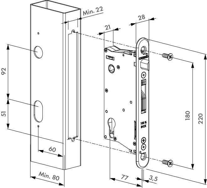 LOCINOX EIGHTYLOCK-M – rysunek