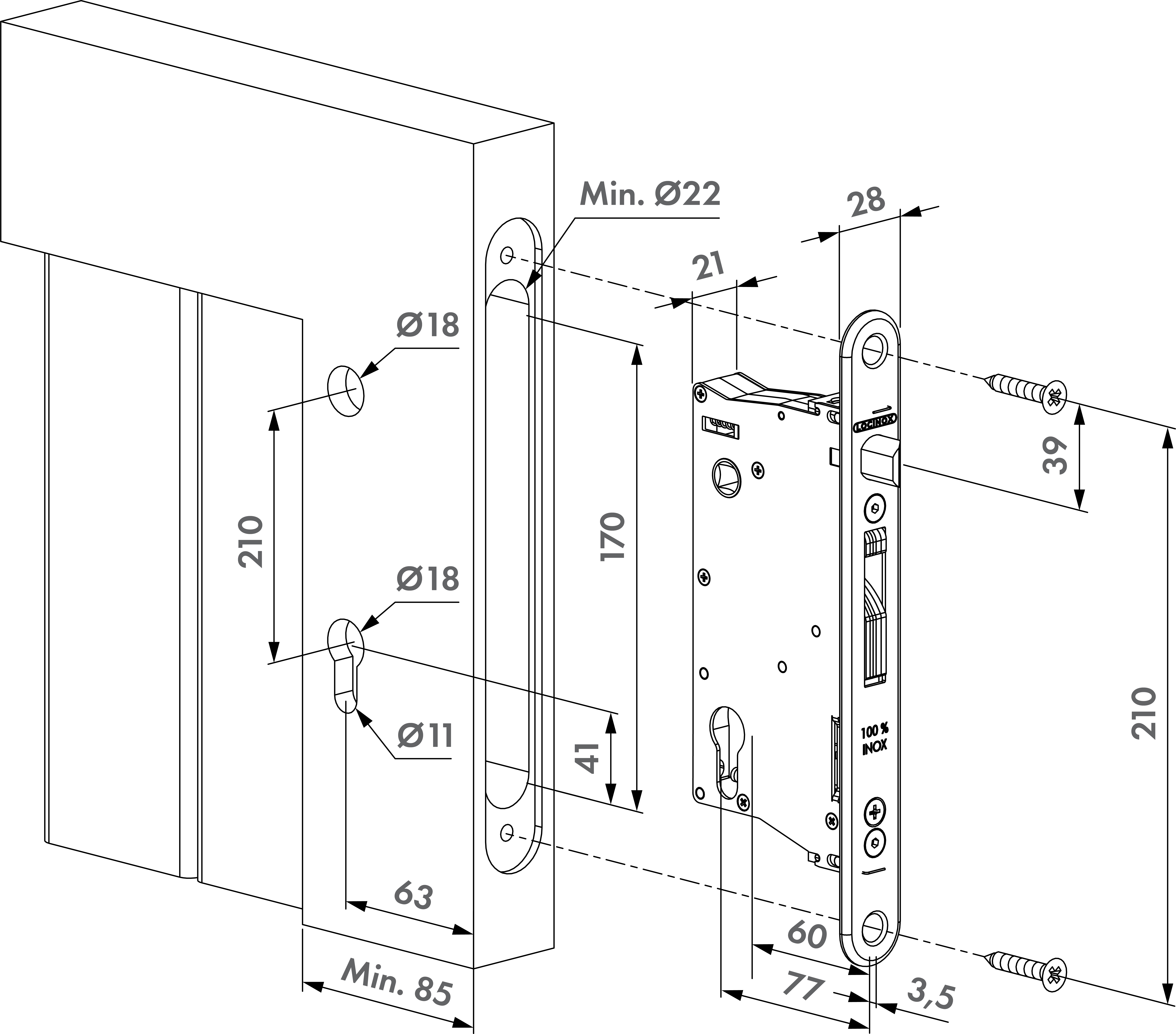 LOCINOX EIGHTYLOCK-W – rysunek