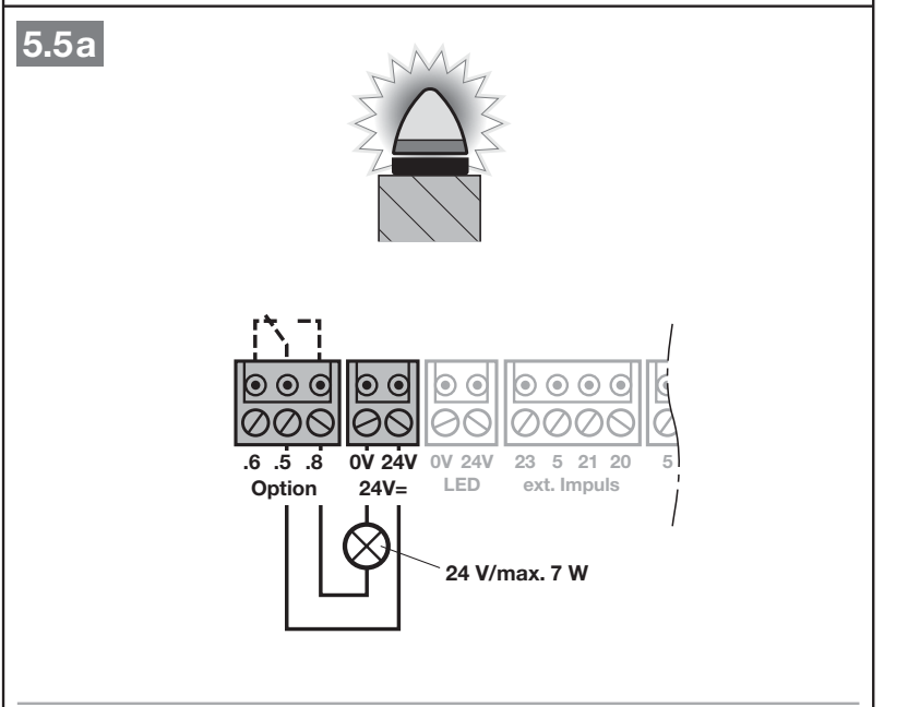 Oryginalny schemat lampy 24 V przez styki Option i wyjście 24V=