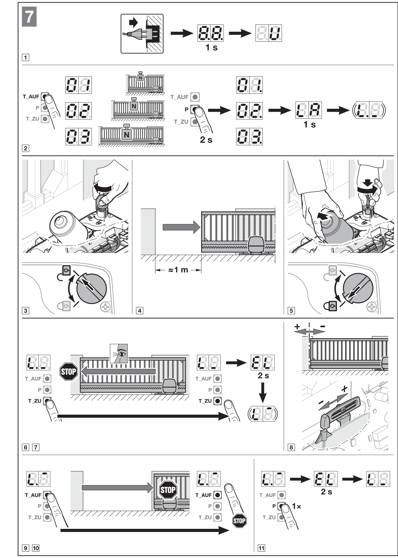 Pierwsze programowanie LineaMatic – typ 01, położenie zamknięte i otwarte