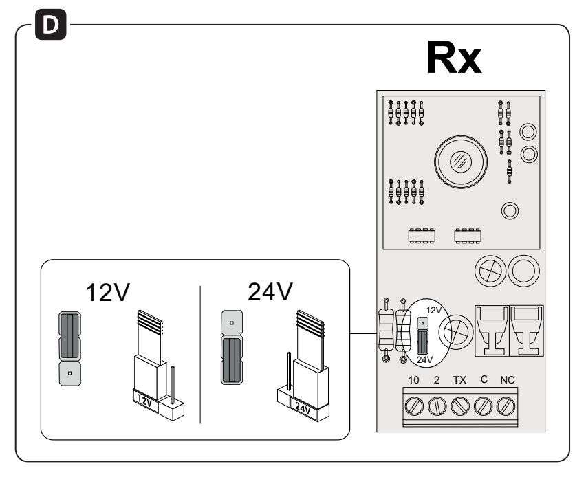 Zworka DIR10 do zasilania 12 lub 24 V
