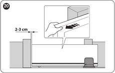 Brama 2–3 cm przed odbojnikiem mechanicznym