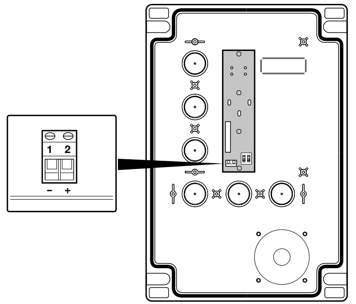 DPRO924: LIGHT 1 (−), 2 (+) na płytce przycisków w pokrywie