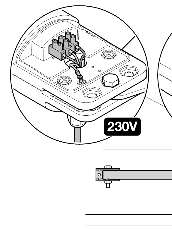 Podłączenie listwy zaciskowej silnika NICE TOO 230 V i przewodu ochronnego Podłączenie listwy zaciskowej silnika NICE TOO 230 V i przewodu ochronnego