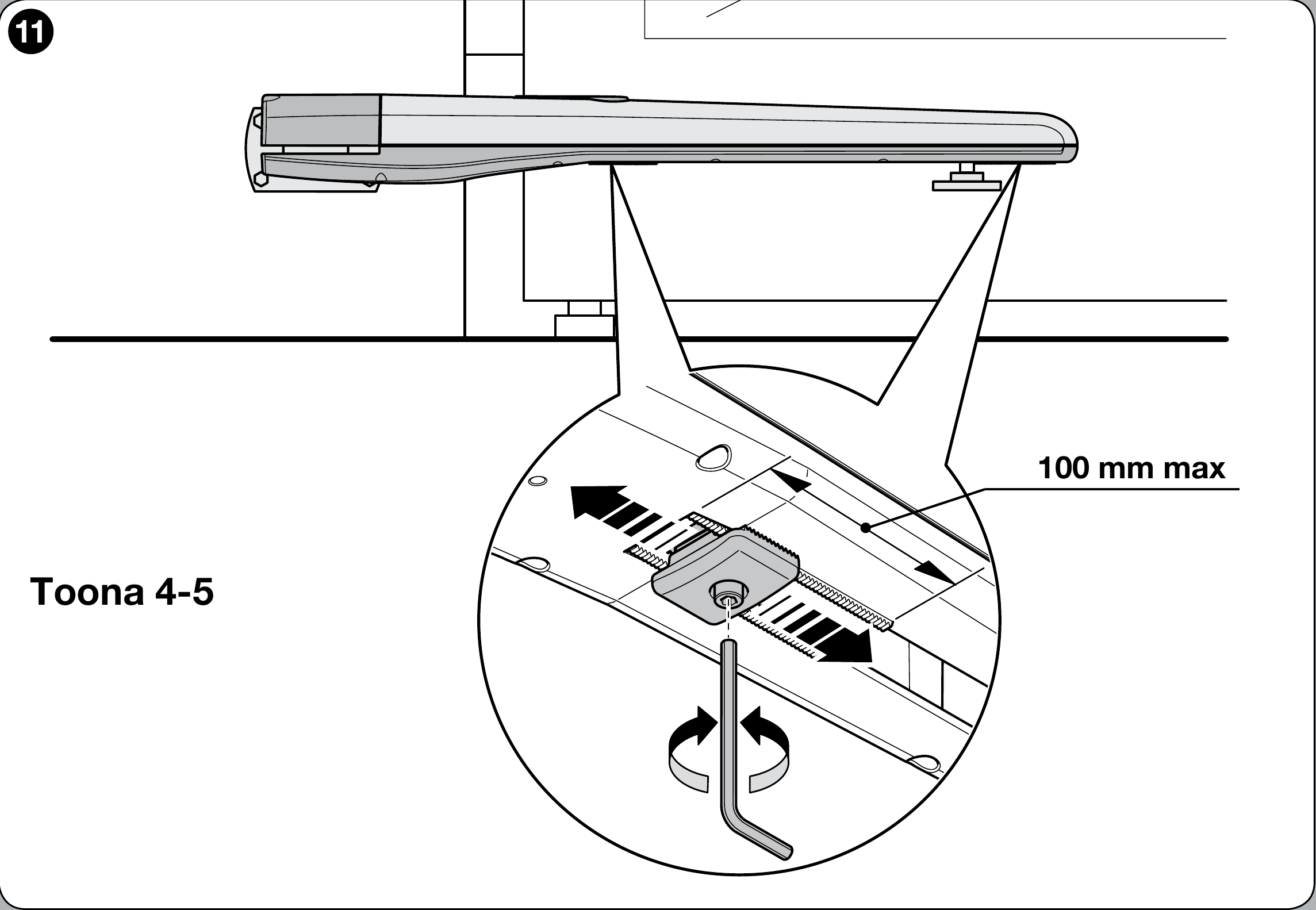 NICE Toona 4–5 – regulacja mechanicznego ogranicznika NICE Toona 4–5 – regulacja mechanicznego ogranicznika