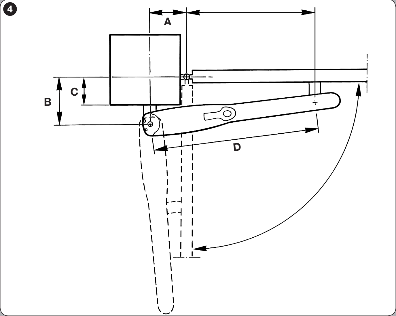 WINGO – geometria montażu A, B, C, D i E przy otwieraniu do wewnątrz WINGO – geometria montażu A, B, C, D i E przy otwieraniu do wewnątrz