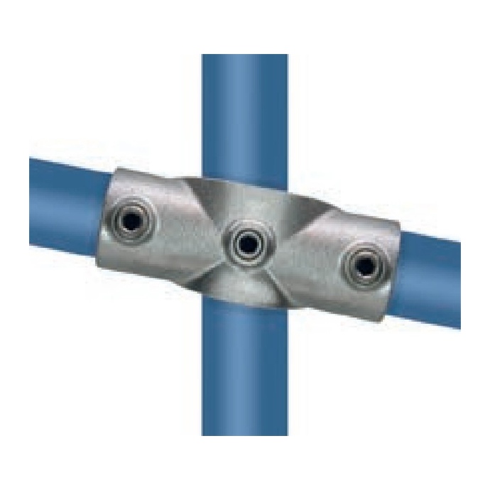 Ocynkowany ukośny łącznik do rur 42,4 mm, kształt krzyżowy, 0°–11°