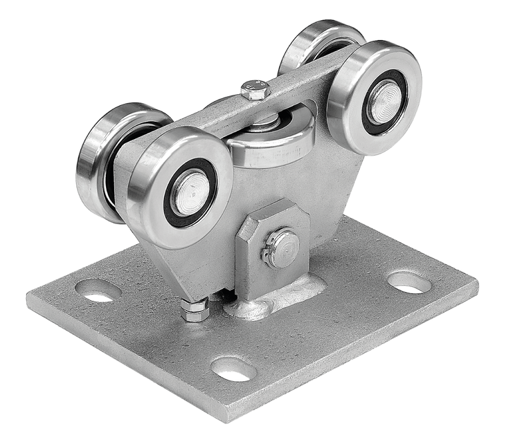 INOX Wózek do bramy przesuwnej ze stali nierdzewnej, z 5 rolkami, do profilu C 68x68x3