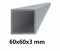 Aluminiowy profil kwadratowy 60x60x3 mm, 6 m